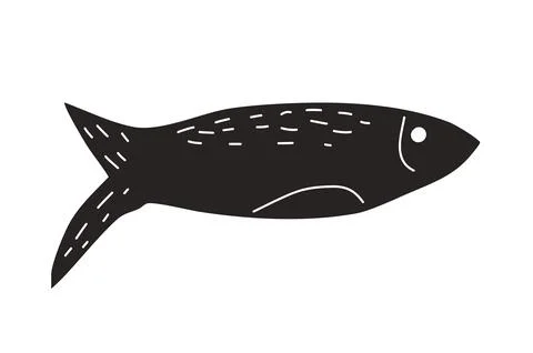 Simple fish. Sardine textured element. Salmon or anchovy silhouettes. Undersea Stock Illustration