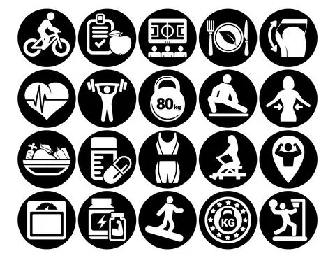 Simple fitness icons set. basic elements. Universal icons to use for web and  イラスト素材