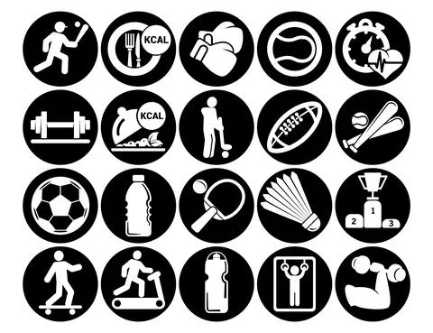 Simple fitness icons set. basic elements. Universal icons to use for web and  스톡 일러스트