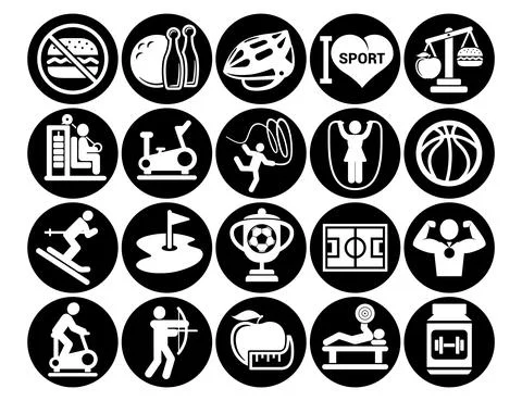 Simple fitness icons set. basic elements. Universal icons to use for web and  イラスト素材