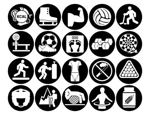 Simple fitness icons set. basic elements. Universal icons to use for web and  Stock Illustration