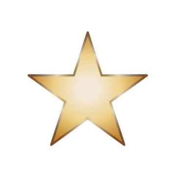 Simple five corners star. Yellow, golden color star shape. 库存插图