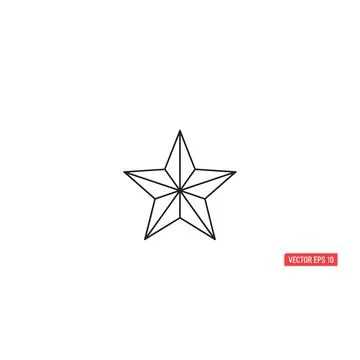Simple five point star icon outline shape graphic with five pointed 스톡 일러스트