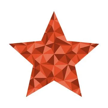 Simple five pointed red star with abstract triangle pattern inside, vector 스톡 일러스트
