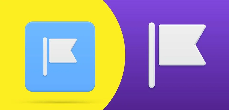 Simple flag 3d icon button vector illustration. Label for map marker, navigat Stock Illustration