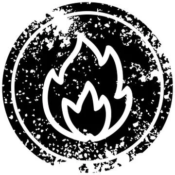 Simple flame distressed icon Stock Illustration