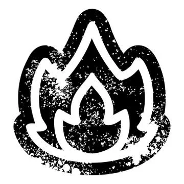 Simple flame distressed icon Stock Illustration