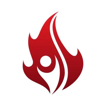Simple flame life vector icon with abstract people on the white background イラスト素材