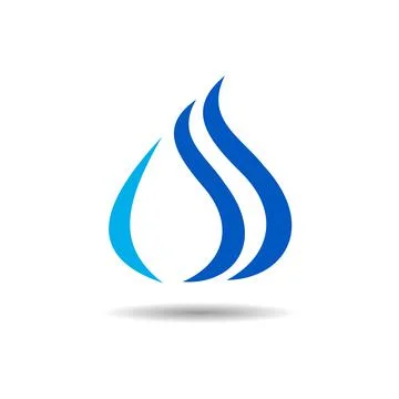 Simple flame logo design. Blue flame icon. Stock Illustration