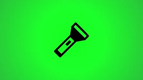 Simple flashlight icon animation on a bright green background. 스톡 동영상 346496492