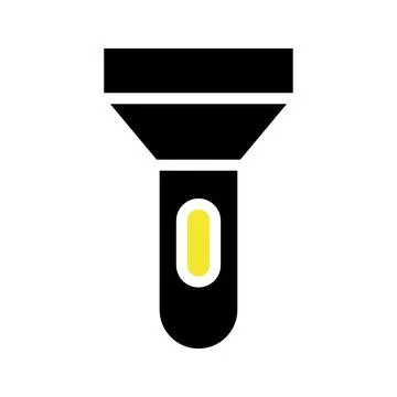 Simple flashlight icon. Concept of illumination, light, and portable lighting Stock Illustration