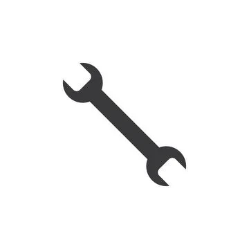 Simple flat 10eps vector illustration of a grey wrench icon, sign or symbol Stock Illustration
