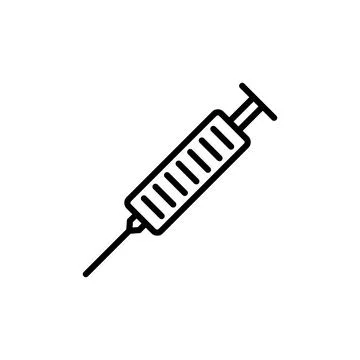 Simple flat 10eps vector illustration of a black injection or syringe icon, sign Stock Illustration