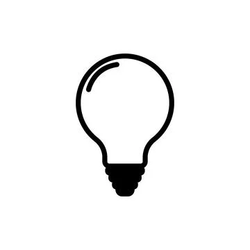 Simple flat 10eps vector illustration of a black line art bulb icon Stock Illustration