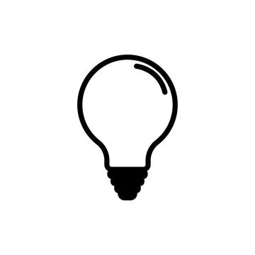 Simple flat 10eps vector illustration of a black line art bulb icon Stock Illustration