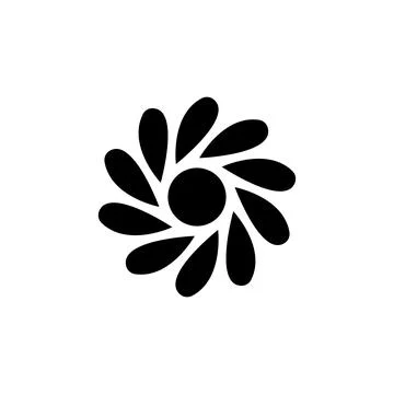 Simple flat 10eps vector illustration of a circular black flower icon Stock Illustration