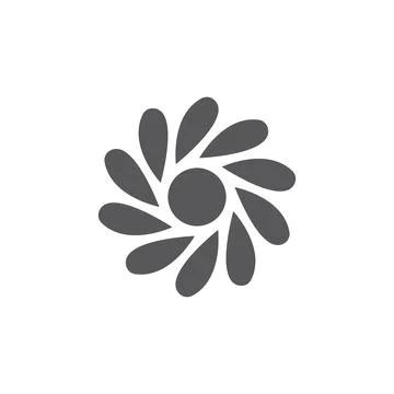 Simple flat 10eps vector illustration of a circular grey flower icon Stock Illustration