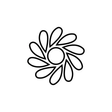 Simple flat 10eps vector illustration of a circular black line art flower icon Stock Illustration