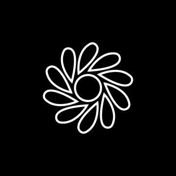 Simple flat 10eps vector illustration of a circular white line art flower icon Stock Illustration