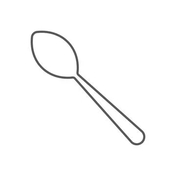 Simple flat 10eps vector illustration of a grey line art spoon icon Stock Illustration