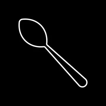Simple flat 10eps vector illustration of a white line art spoon icon Stock Illustration