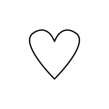Simple flat 10eps vector illustration of a black line art heart icon, or sign Stock Illustration