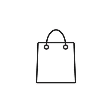Simple flat 10eps vector illustration of a black line art shopping bag icon Stock Illustration