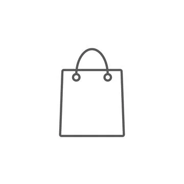 Simple flat 10eps vector illustration of a grey line art shopping bag icon Stock Illustration