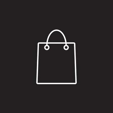 Simple flat 10eps vector illustration of a white line art shopping bag icon Stock Illustration