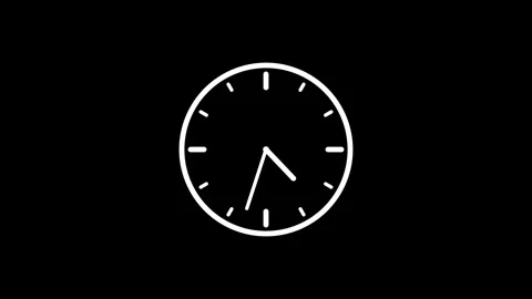 Simple Flat Animated Clock On Black Background Video Stock Footage 331085554