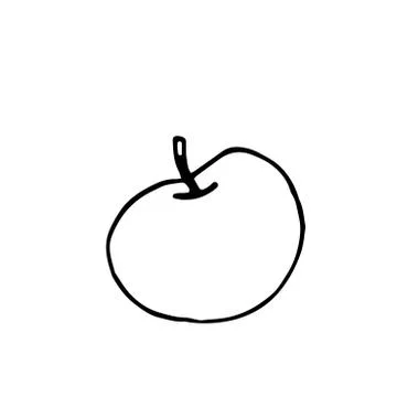 Simple flat apple icon isolated on white background. Outline doodle. Symbol a Stock Illustration
