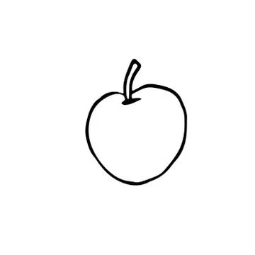Simple flat apple icon isolated on white background. Outline doodle. Symbol a Stock-Illustration