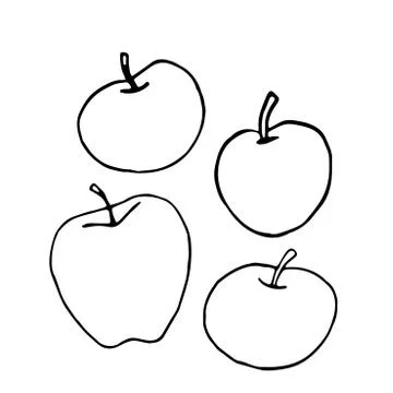 Simple flat apple icon isolated on white background. Outline doodle. Symbol a Stock Illustration