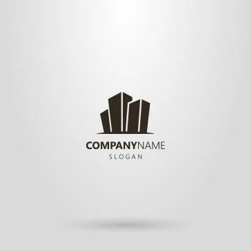 Simple flat art logo of three high-rise buildings Illustrazione stock