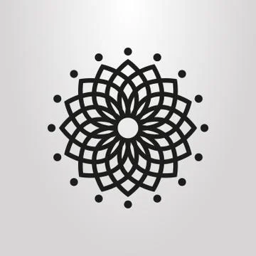 Simple flat art vector abstract mandala pictogram Stock Illustration