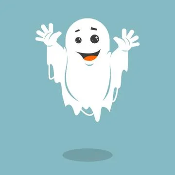 Simple flat art vector illustration of a smiling ghost Stock Illustration