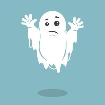 Simple flat art vector  illustration of a sad ghost Stock Illustration