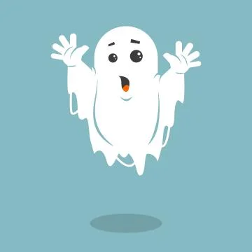 Simple flat art vector illustration of a frightening ghost Stock Illustration