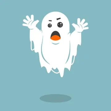 Simple flat art vector illustration of a frightening ghost Stock Illustration
