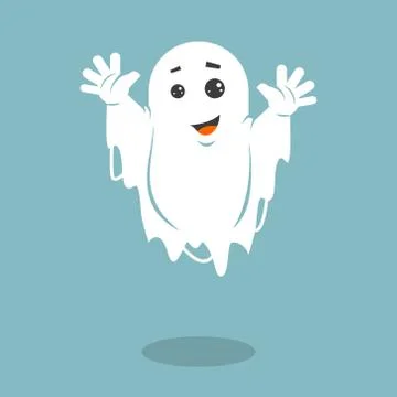Simple flat art vector illustration of a grinning ghost Stock Illustration