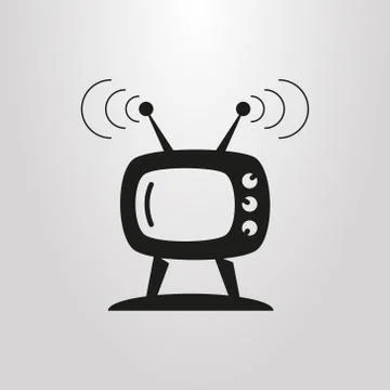 Simple flat art vector retro TV pictogram Illustrazione stock