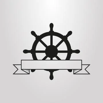 Simple flat art vector steering wheel icon and ribbon Stock Illustration