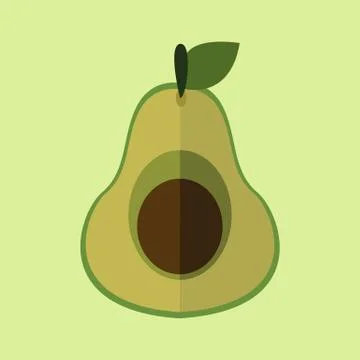 Simple Flat Avocado Slice Vector Illustration Stock Illustration