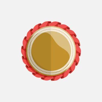 Simple flat badge with red ribbon. vector illustration Stock Illustration