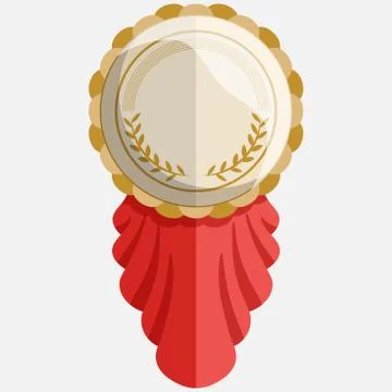 Simple flat badge with red ribbon. vector illustration Stock Illustration