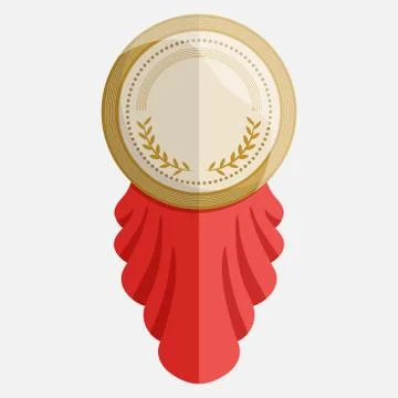 Simple flat badge with red ribbon. vector illustration Stock Illustration