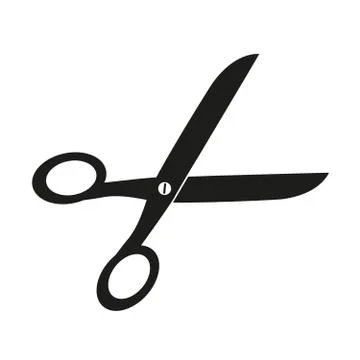 Simple flat black and white scissors icon Illustrazione stock