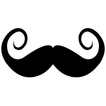 Simple flat black and white moustache icon イラスト素材