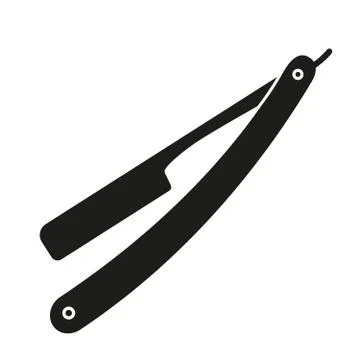 Simple flat black and white open razor icon イラスト素材