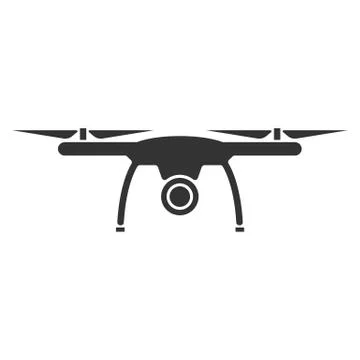 Simple flat black and white drone icon イラスト素材